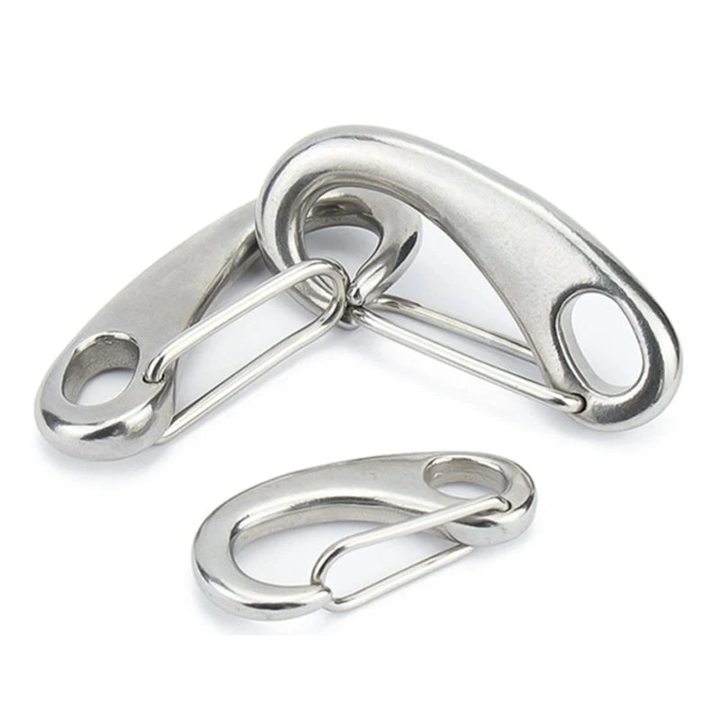 1-10pcs Length 30/40/50/70/100mm 304 Stainless Steel Egg Shape Spring Snap Hook Clip Wire Rope Quick Link Carabiner Boat Marine