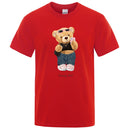 Street Teddy Bear Selfie Swag Girl  Prints Men Tops Fashion Summer T Shirt Mens Short Sleeve Hip Hop Streetwear