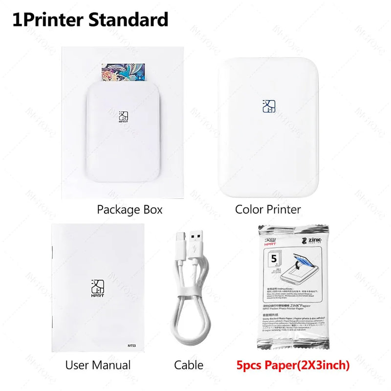 MT53 Color Photo Wifi Printer Portable Mobile Phone Mini Bluetooth Handheld Pocket Printing Machine 2x3 inch Sticky-Backed Paper