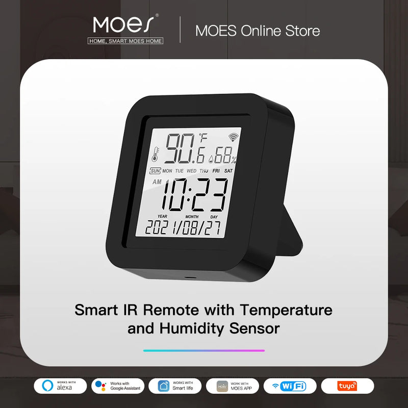 MOES WiFi Tuya Smart IR Remote Control Temperature and Humidity Sensor for Air Conditioner TV AC Works with Alexa Google Home