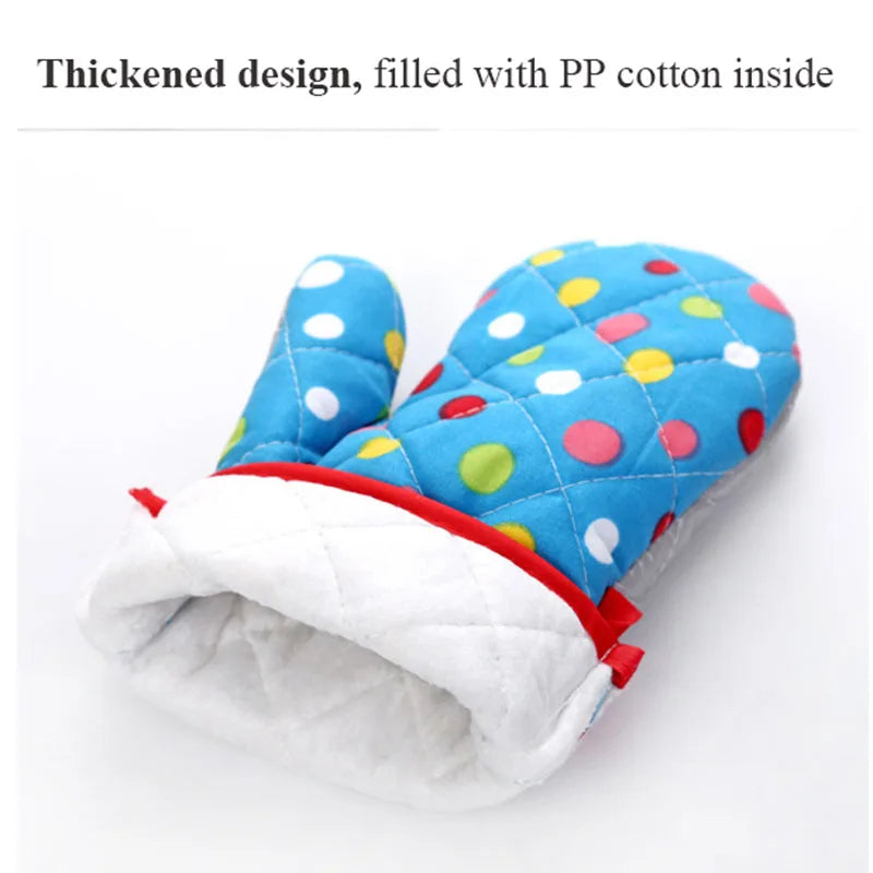 Mitten Microwave Oven Glove Non Slip Household Thickened Insulated Baking Heat Resistant Gloves Oven Mitts Cute Kitchen Tool