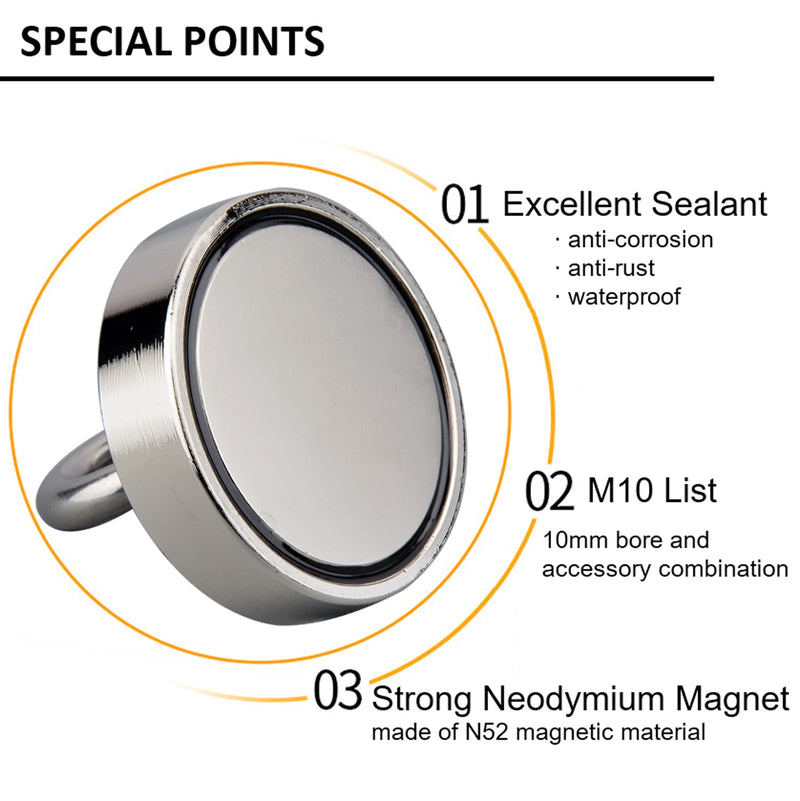 400lb Single side Magnets Fishing Grapping Hook Magnetic Recovery Salvage Strong Retrieval Magnet N52 Neodymium Magnets