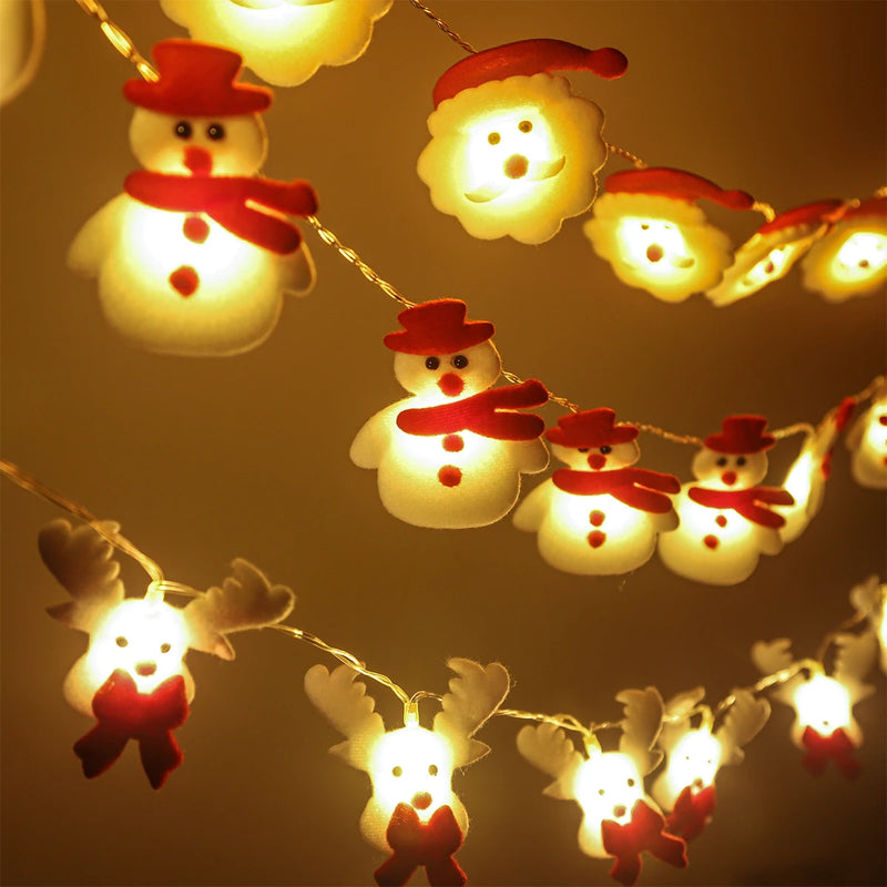 Snowman Christmas LED Garland String Light Merry Christmas Decorations For Home 2024 Xmas Tree Ornament Navidad New Year Gifts