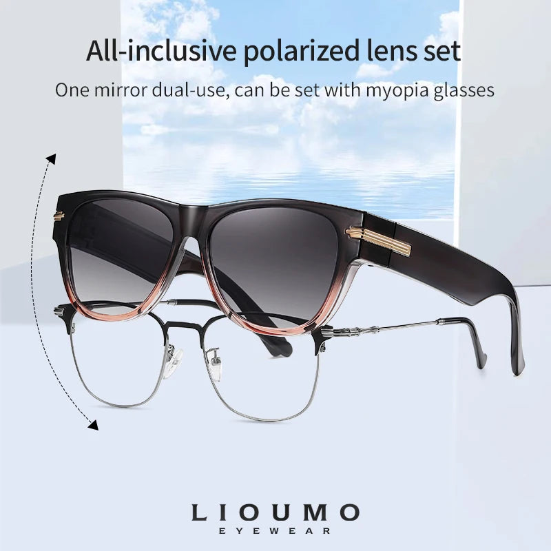 LIOUMO 2024 New Fit Over Myopia Glasses Cover Sunglasse Polarized Men Women UV400 Anti-Glare Cover Sun Glasses Safe Driving