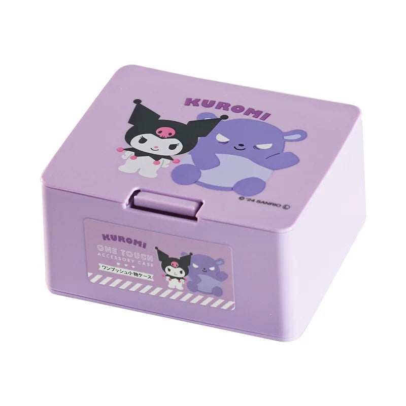 Sanrio Kuromi Melody Cinnamoroll Desktop Lipstick Cotton Swab Stacking Storage Box Organizer Sanrio Storage Container with Lid