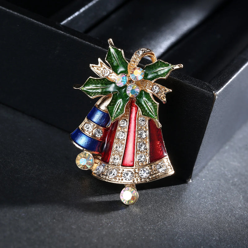 2024 New Exquisite Xmas Enamel Pin Snowman Santa Claus Tree Bells Brooch For Women Christmas Gifts Accessories Fashion Jewelry