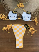 Lady's Cute Crochet Bikini Set 2 Pieces Bathing Suit Sexy Micro Bikinis 2024 Ties Swimsuit Thong Swimwear Women Swimming Suit