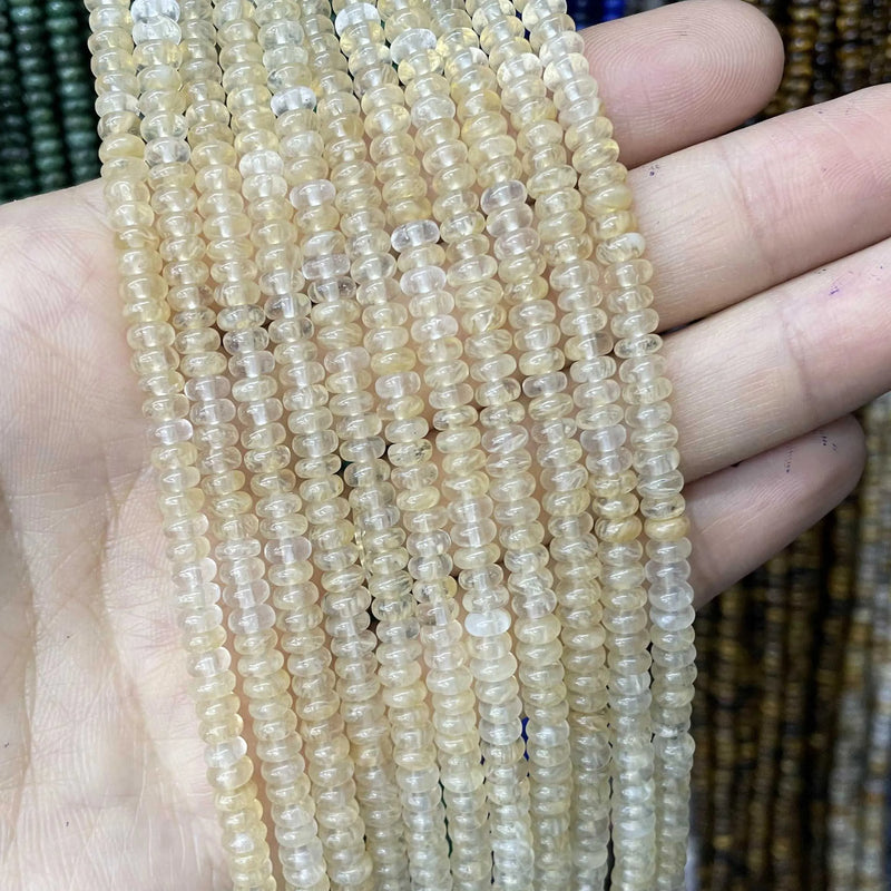 Natural Agates Tiger Eye Chalcedony Jades Stone Round Rondelle Spacer Beads For Jewelry Making Diy Bracelet Accessories 2X4mm