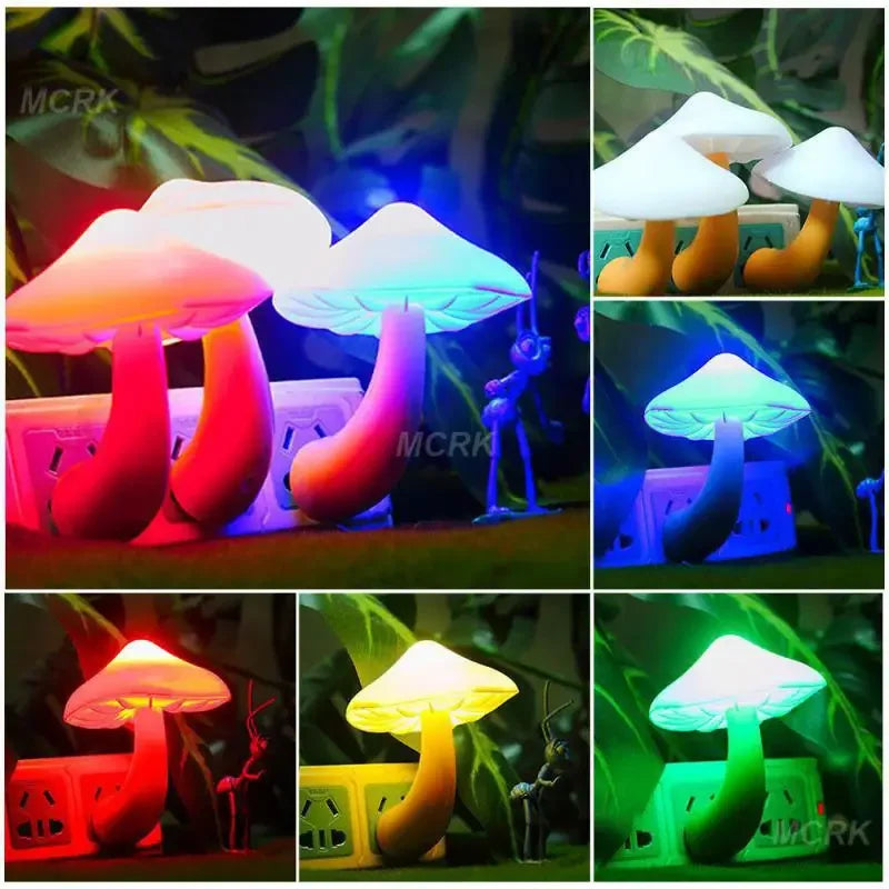 Worm Mushroom Lamp Plug-in Light Control Night Light Wholesale Yellow Light Worm Mushroom Light Control Night Light Home Decor