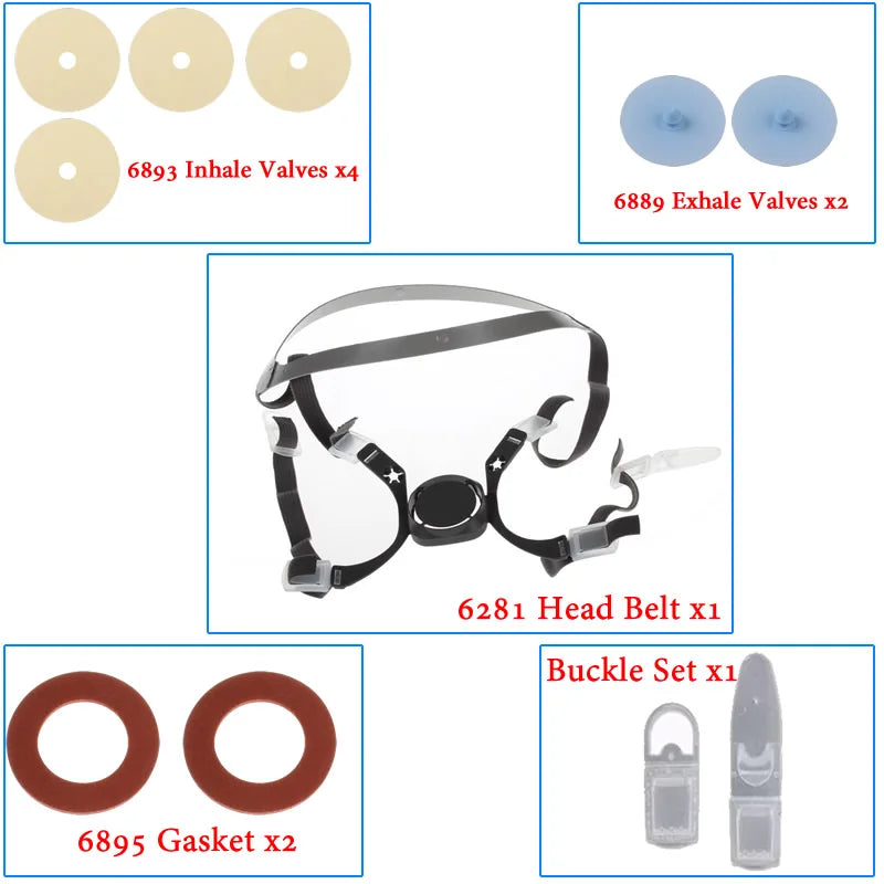 6200 Mask Accessories 6281 Head Belt Buckle 6893 Inhale Valves 6895 Gasket 6889 Replace For 6200/7502/6800 Respirator