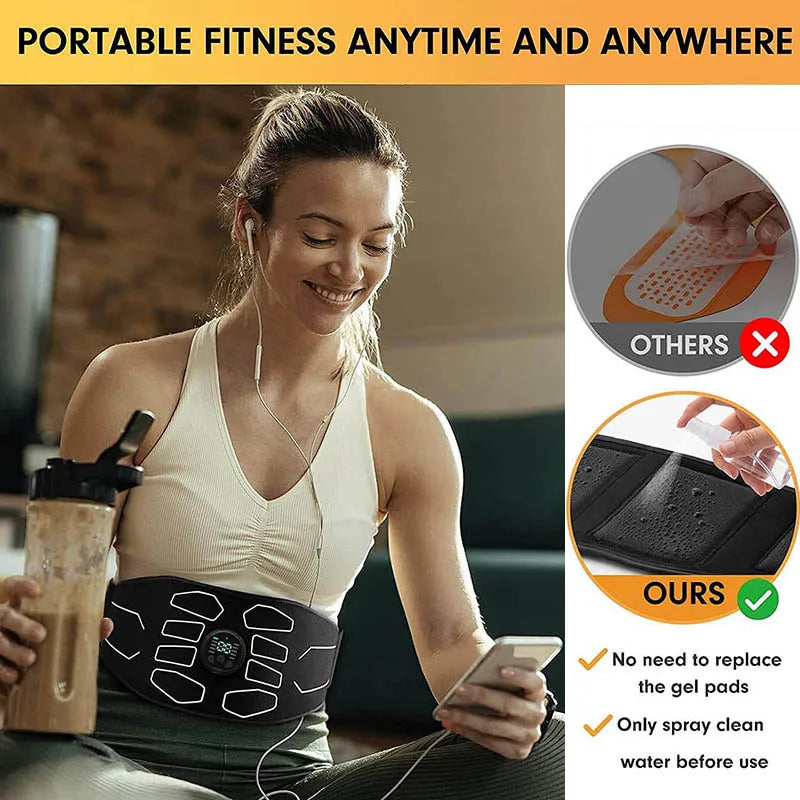 New Muscle Stimulation Belt Electric Abs Stimulator Trainer EMS Abdominal Toning Belts Body Slimming Massage Fitness Massager