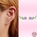 Bamoer Cute Romantic Fairy Elevs Exquisite Stud Earrings for Women Genuine 925 Sterling Silver Rainbow Ear Studs Luxury Jewelry