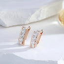Kinel Luxury Three Big White Natural Zircon English Earrings For Women 585 Rose Gold Silver Color Mix Wedding Daily Fine Jewelry
