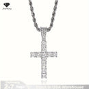 14K Gold Plated Hip Hop Cross Pendant Necklace for Women Male Iced Out Twisted Chain Long Necklace Fine Jewellery Accessories