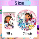 New Gabby Dollhouse Cats Birthday Party Decoration Balloon Pink Cartoon Tableware Backdrop Baby Shower Kids Girls Party Supplies