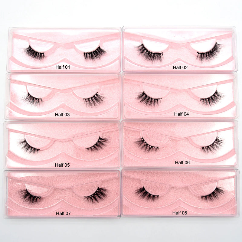 Visofree Half Mink Lashes Make Up False Eyelashes Hand Up Natural Long Mink Lashes Cruelty Free Crisscross Mink Fake Eyelashes