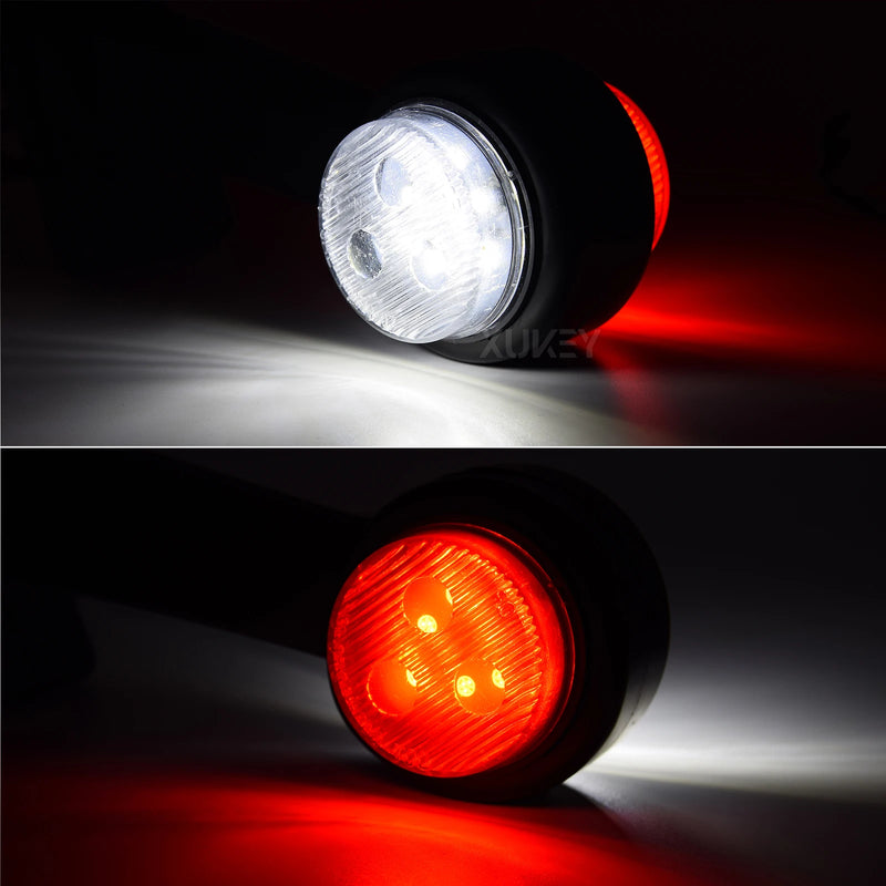 2X Truck Trailer LED Elbow Rubber Side Marker Light White Red Outline Clearance Indicator Lamp For Lorry Van Caravans Multi Volt