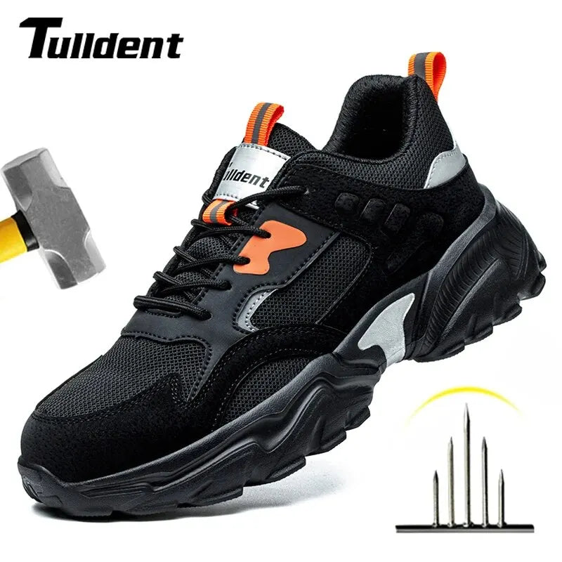 Men Work Safety Shoes Steel Toe Anti-Smashing Wear Roof Light Comfortable Puncture-Proof Nail Penetration Resistance Security