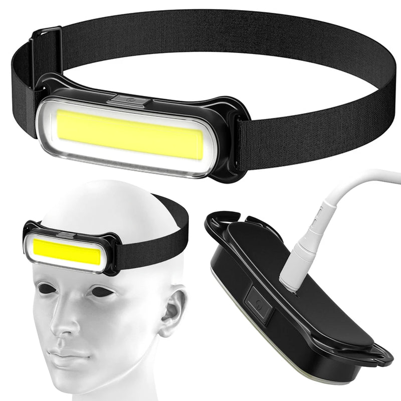 USB Rechargeable LED Headlamp Waterproof Head Lamp Adjustable Headband Head Light for Outdoor Camping Running Cycling Fishing