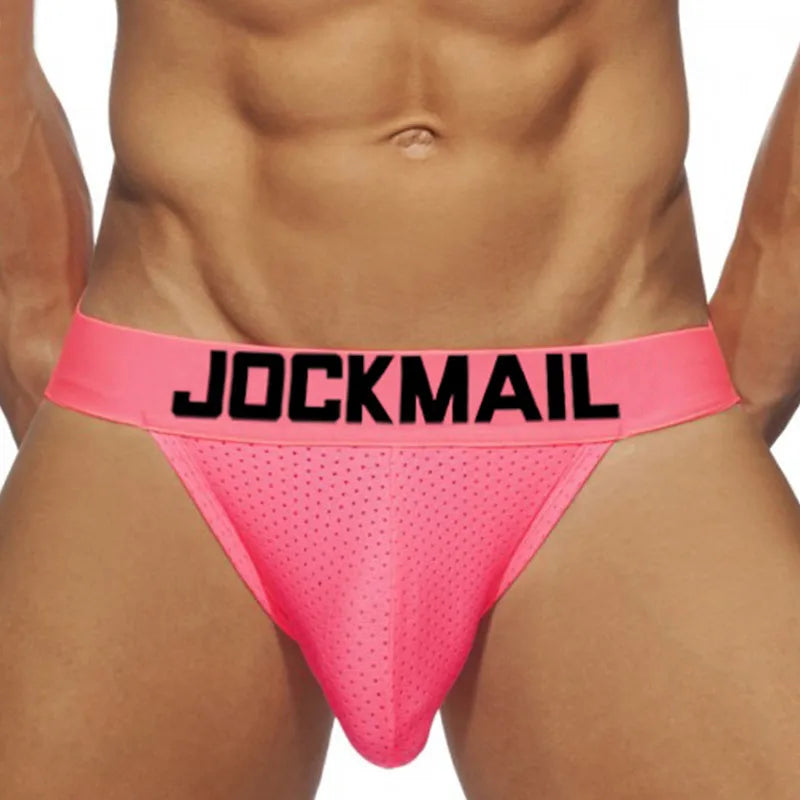 Jockmail New Mens Sexy Underwear T-Back Sexy Bikini Mesh Breathable Gay Tanga Hombre Sissy Jockstrap Slip Erotique String Lot