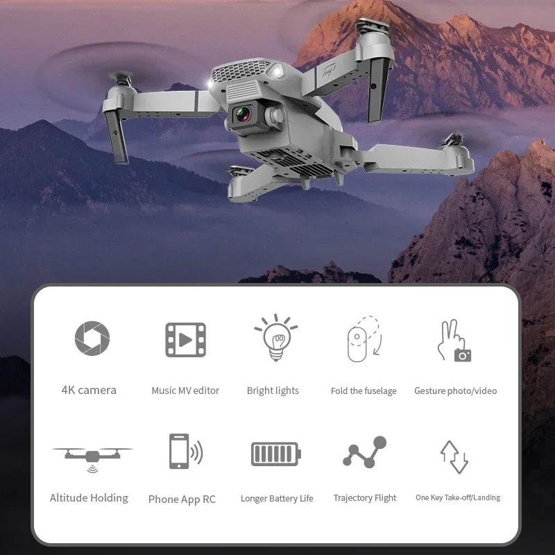 2024 New RC E88 Pro WIFI FPV Drone Wide Angle HD 4K 1080P Camera Height Hold RC Foldable Quadcopter Dron Helicopter Toys Gift