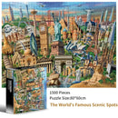 80*60cm Adult 1500pcs Paper Jigsaw Puzzle The World's Famous Scenic Spots Landscape Paintings Stress Reducing Toy Christmas Gift