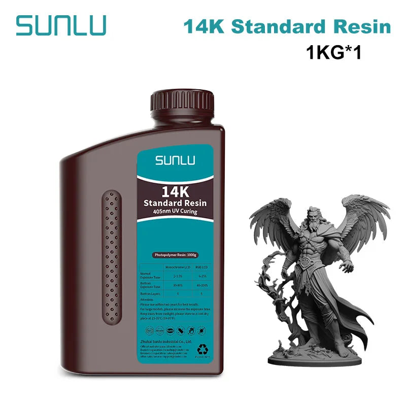 SUNLU 14K High Precision Resin 405nm UV Resin 1KG For LCD 3D Printer Material For Fast Curing  405nm UV Photopolymer Resin