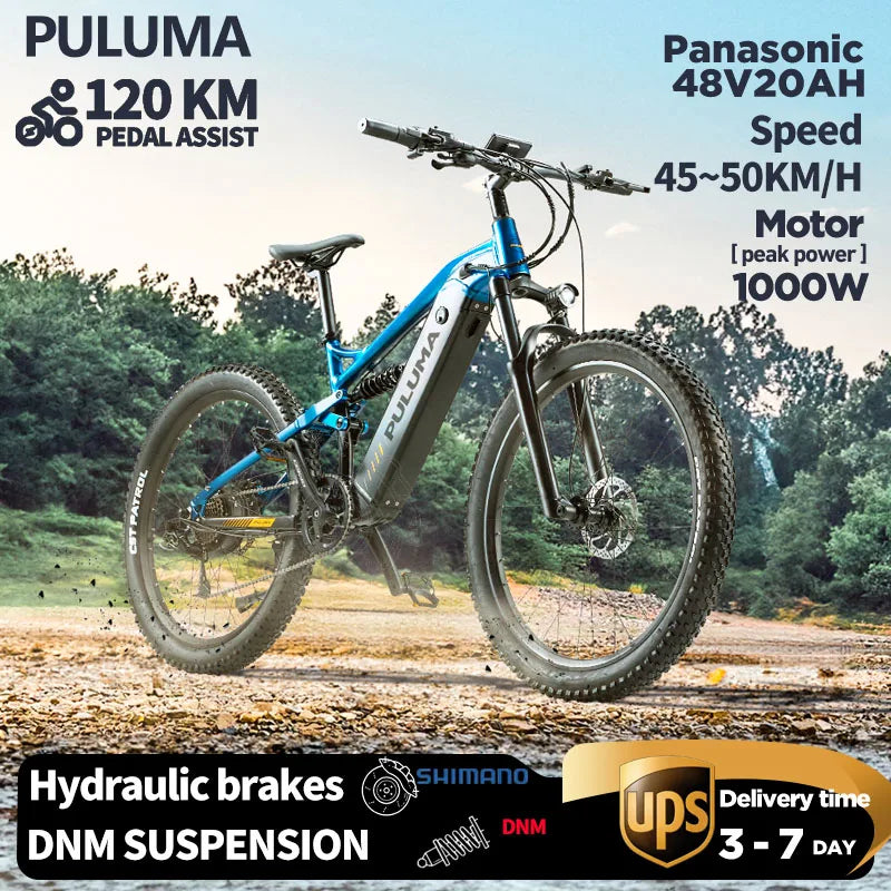 PULUMA PH001 Electric Bicycle 1000W Power Ebike 48V 20AH Battery 27.5*2.8 Inch Tire Off-road Electric Mountain Bike