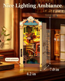 Robotime Rolife Book Nook DIY Dollhouse Furniture 4 Kinds Booknook Bookends Model Kit with LED Light for Bookshelf Insert Decor