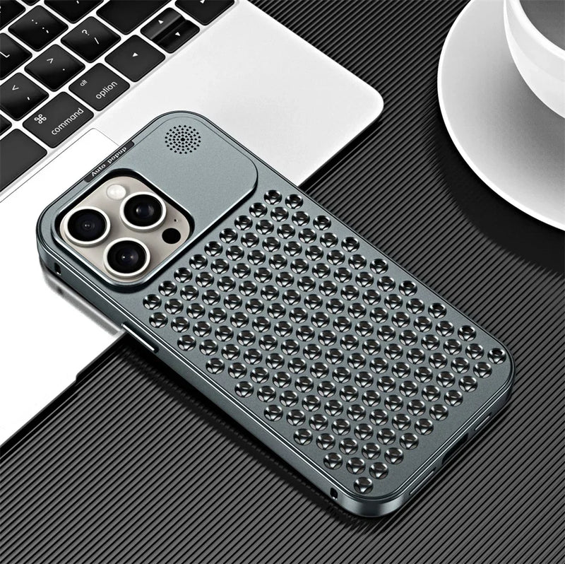 Alloy Heat Dissipation Fragrance Phone Case for iPhone 15 Plus 14 ProMax 12 13 Pro Max Snap Buckle 2in1 Armor Shockproof Cover