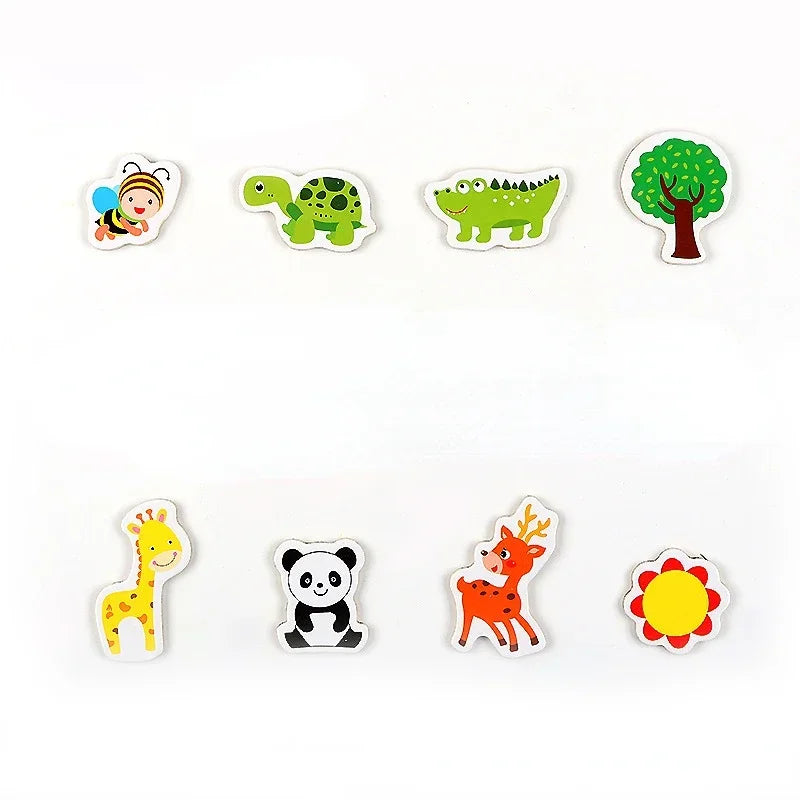 12pcs/lot Animal Fridge Magnet Fish and Crab Wooden Fridge Magnet 3D Cartoon Sticker Toy for Kids Diy Office Whiteboard Gadget