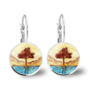 Popular Jewelry Glass Pendant Alloy Earrings Tree of Life Earrings Simple Jewelry, Fashionable and Versatile Temperament Gifts