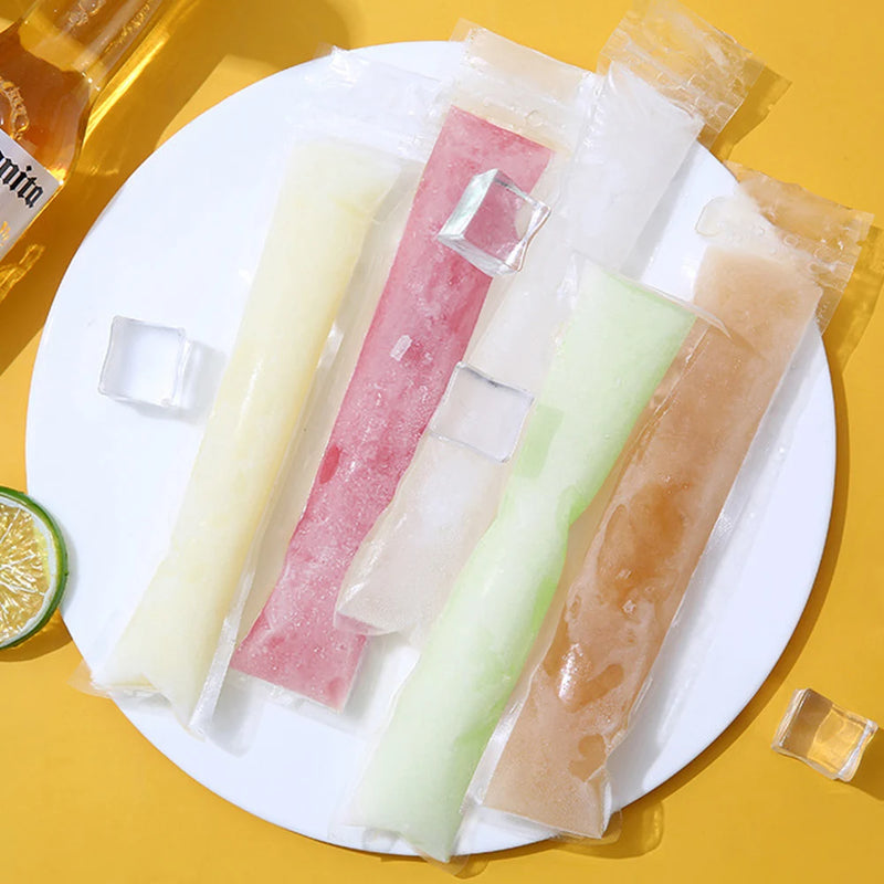 100pcs Disposable Ice Popsicle Mold Bags Freezer Tubes With Zip Seals Yogurt Coffee Juice Fruit Smoothies Ice Candy Pops