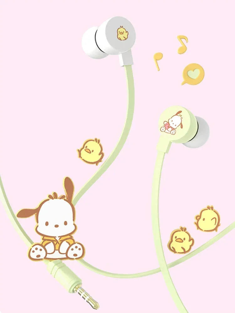 Sanrio in-ear Wired Headphones My Melody Music Sports Earbuds Kuromi Cinnamoroll Kawaii Gaming Earphones Pochacco Girls Gifts