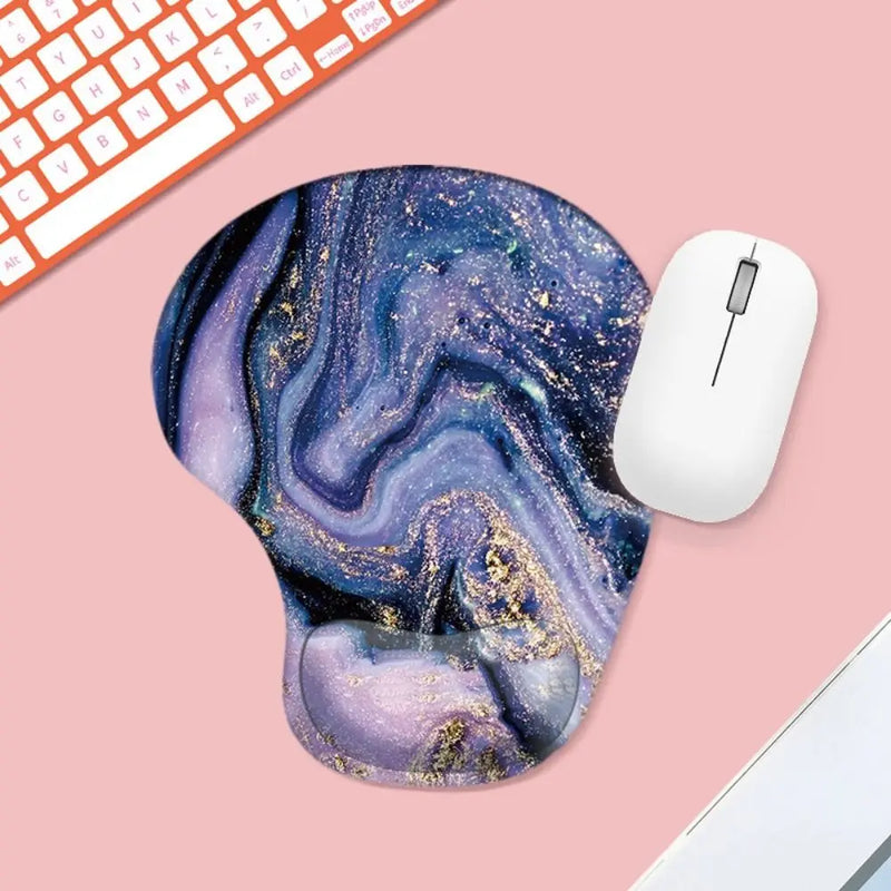 Marbled Texture Wrist Rest Mouse Pad Ergonomic Non Slip Hand Support Mouse Mat Comfortable Oil Painting Gaming Mousepad