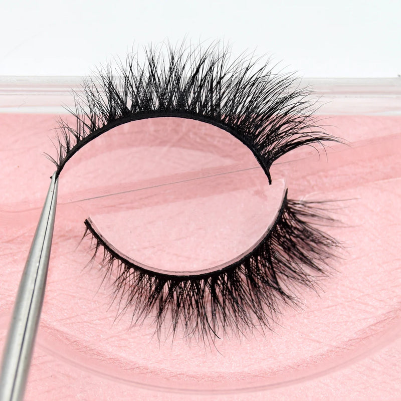 Visofree Half Mink Lashes Make Up False Eyelashes Hand Up Natural Long Mink Lashes Cruelty Free Crisscross Mink Fake Eyelashes