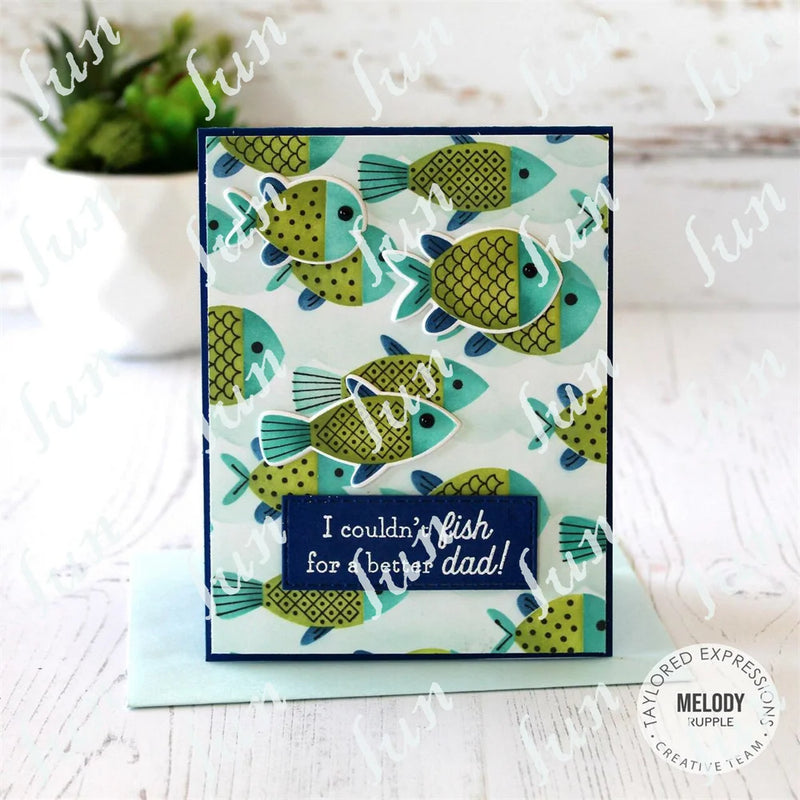 Father's Day Theme Metal Cut Dies Hexagon Layering Stencils Fish Hook Line Sinker Clear Stamps Diy Holiday Cards Decor Scrapbook