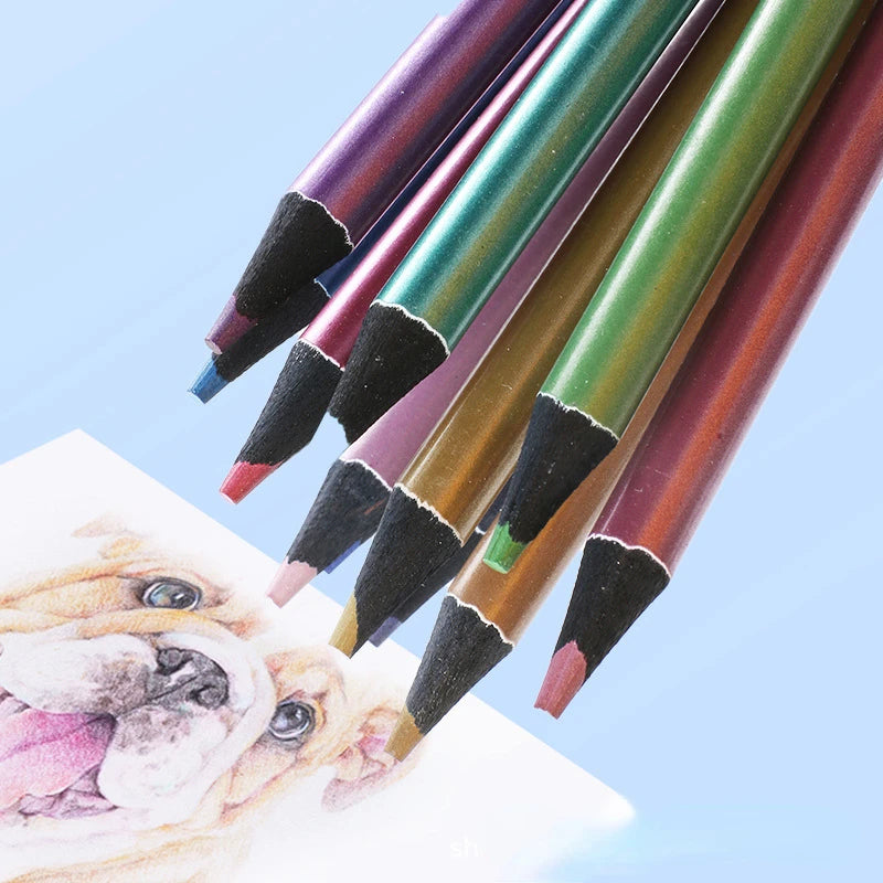 12 Color Metallic Pencils Colored pencil Fluorescent pencil Coloring Drawing Painting Pencils Profession Art Supplies For Artist