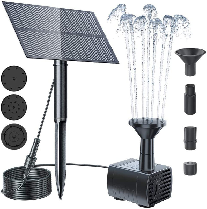 Solar Panel Powered Water Fountain Pool Pond Garden Water Sprinkler Sprayer with Water Pump &amp; 3 Spray Heads