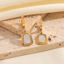 EILIECK 316L Stainless Steel Black White Geometric Earrings For Women Girl Fashion Ear Dangle Jewelry Holiday Gift Bijoux Серьги