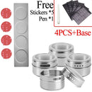 Magnetic Spice Jar Stainless Steel Seasoning Pot Set Household Condiment Bottle Storage Tank Rack with Stickers Kitchen Tools