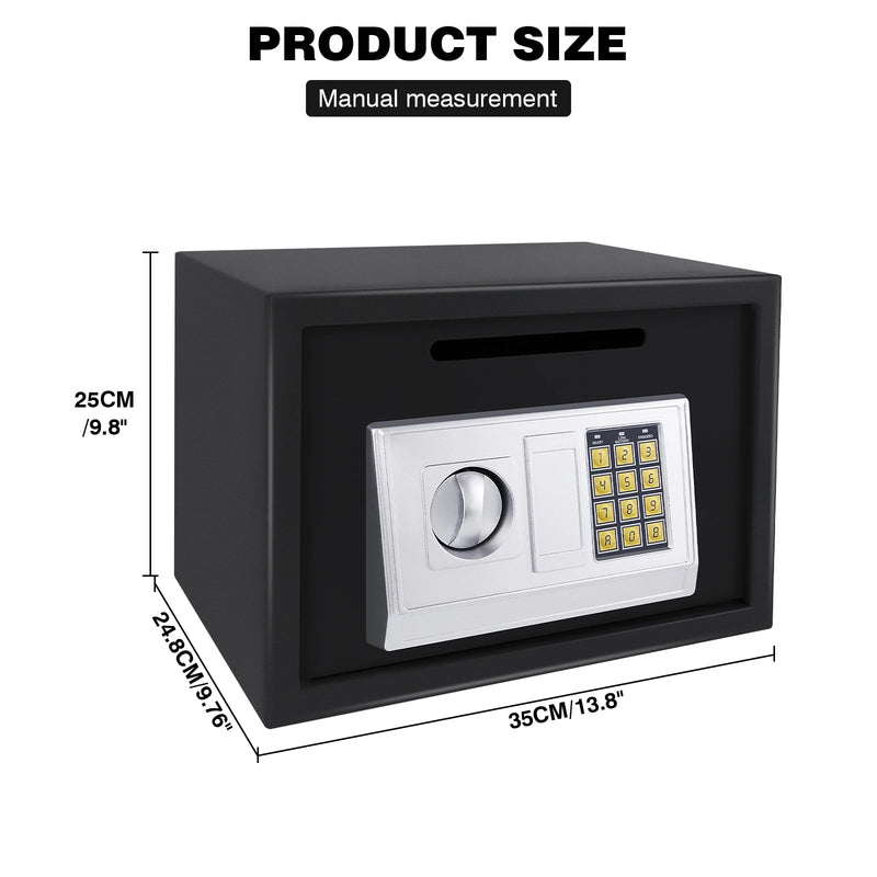 4.6L/8.5L/16L Safes for Home+ 2 Manual Override Keys,Security Safe Cash Box with Double Digital Keypad&Safety Key Lock Cabinet