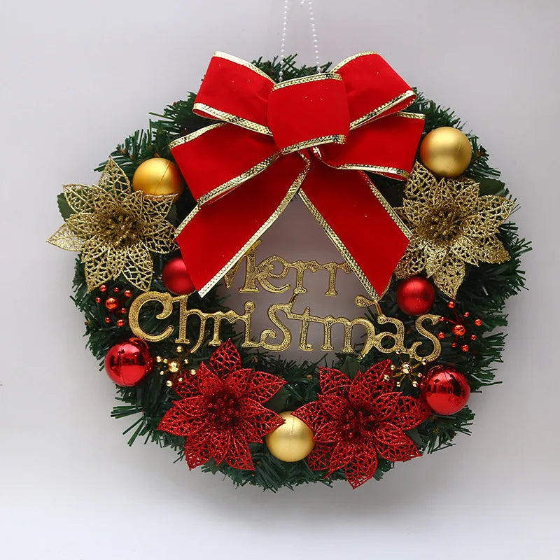 Red Christmas Wreath for Front Door Gold Window Wall Door Christmas Decorations 2024 Garland Ornament Guirnalda Navidad