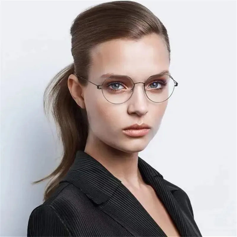 Denmark Brand Designer Screwless Eyeglasses Round Oval Air Titanium Rim Glasses Frame Ultralight for Men Women Eyewear All Match