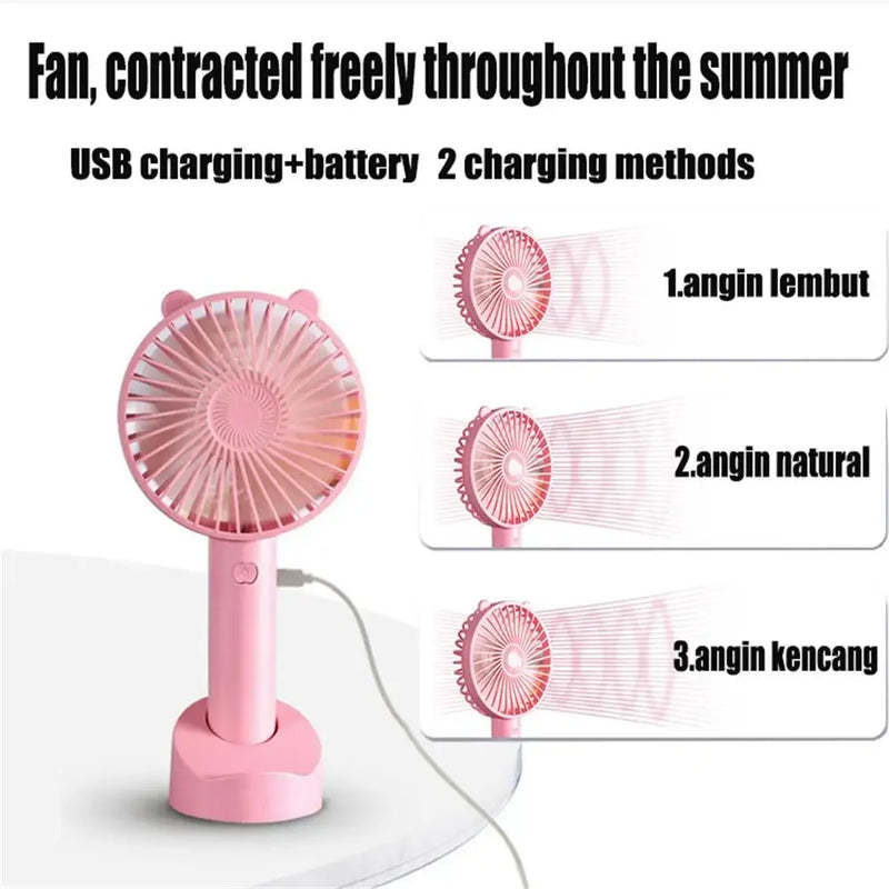 USB Mini Handheld Fan Cooler Portable Small Charging Fan Mini Silent Charging Desk Dormitory Office Student Gifts Long Enduranc