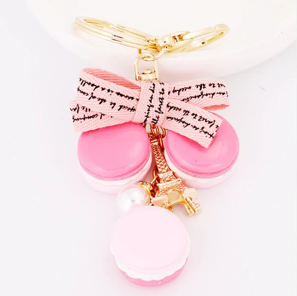 EASYA France Paris Cute Macaroon Effiel Tower Macarons Keychain Colorful Keyring Bag Pendant Car Charm Key Holder