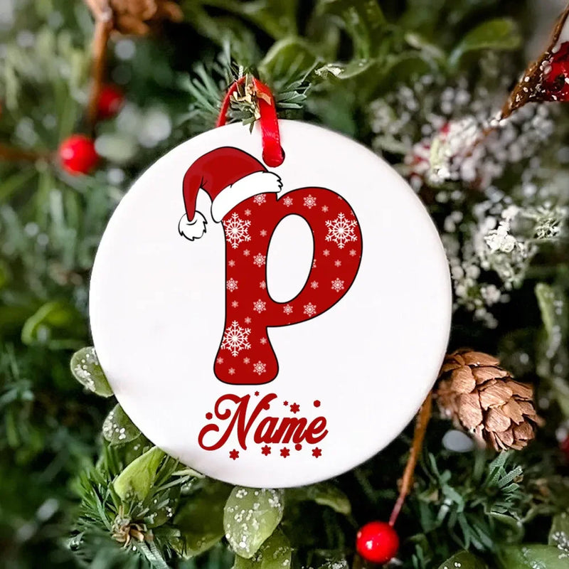 Personalized Christmas Ornament Custom Name Photo Prop Christmas Family Party Ceramic Ornament Xmas Keepsake Gift Drop Ornaments