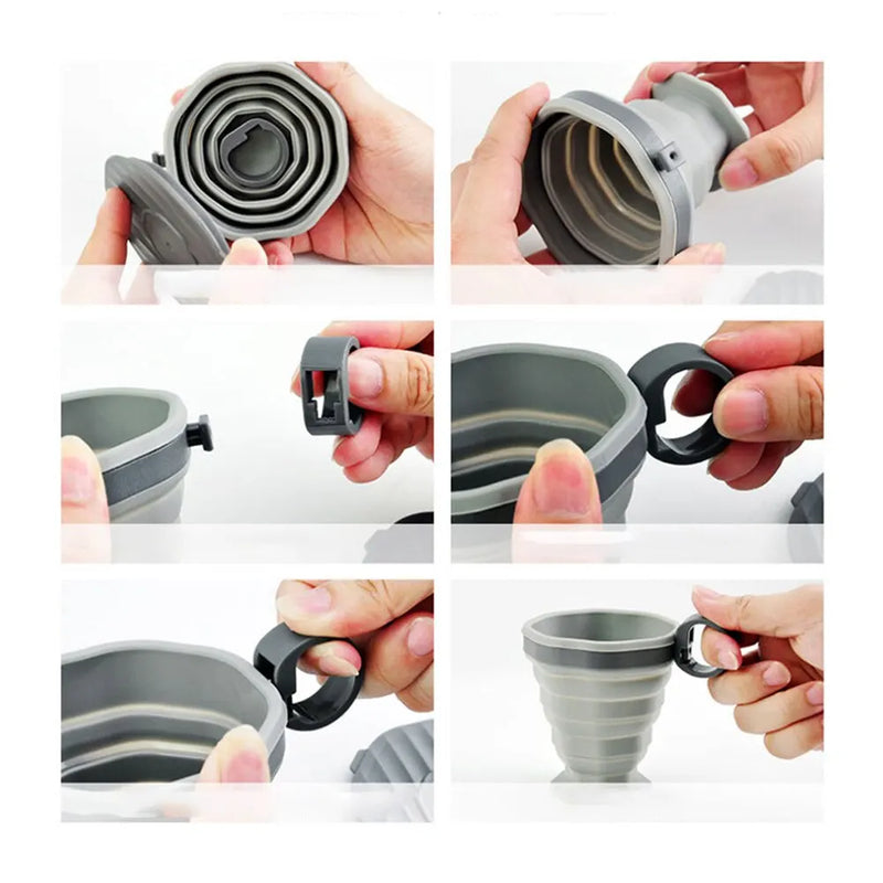 New Folding Coffee Cup Portable Outdoor Folding Water Cup Travel Carrying Cup with Lid Mouthwash Cup