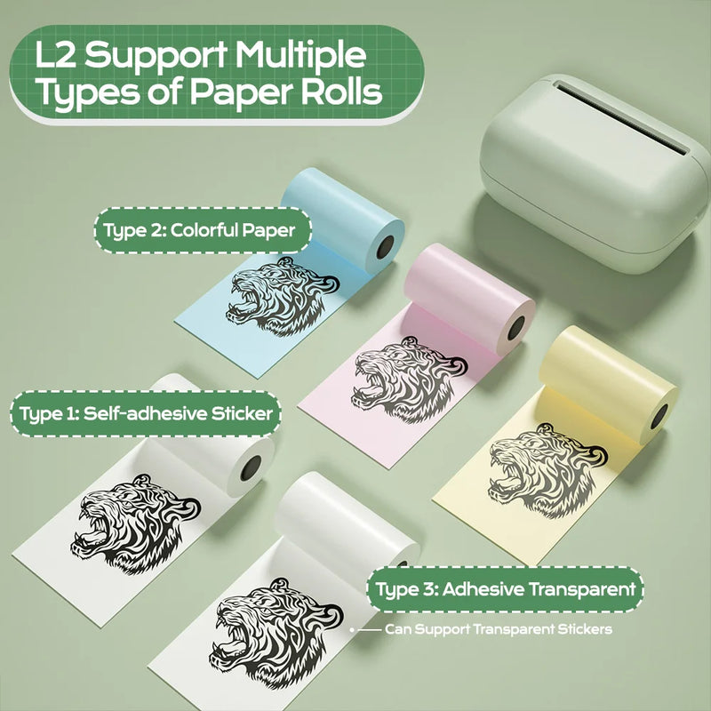 Mini portable thermal label printer note photo  Bluetooth Pocket Inkless paper Self-Adhesive Stickers Maker 57mm  Android IOS