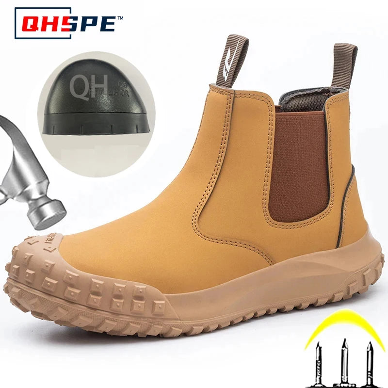 Quality Men Work Boots Anti-smash Anti-puncture Safety Shoes Chelsea Boots Anti-scald Welding Shoes Indestructible Men Boots